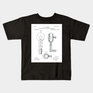 Light Bulb Patent - Edison Invention Industrial Design Art - White Kids T-Shirt